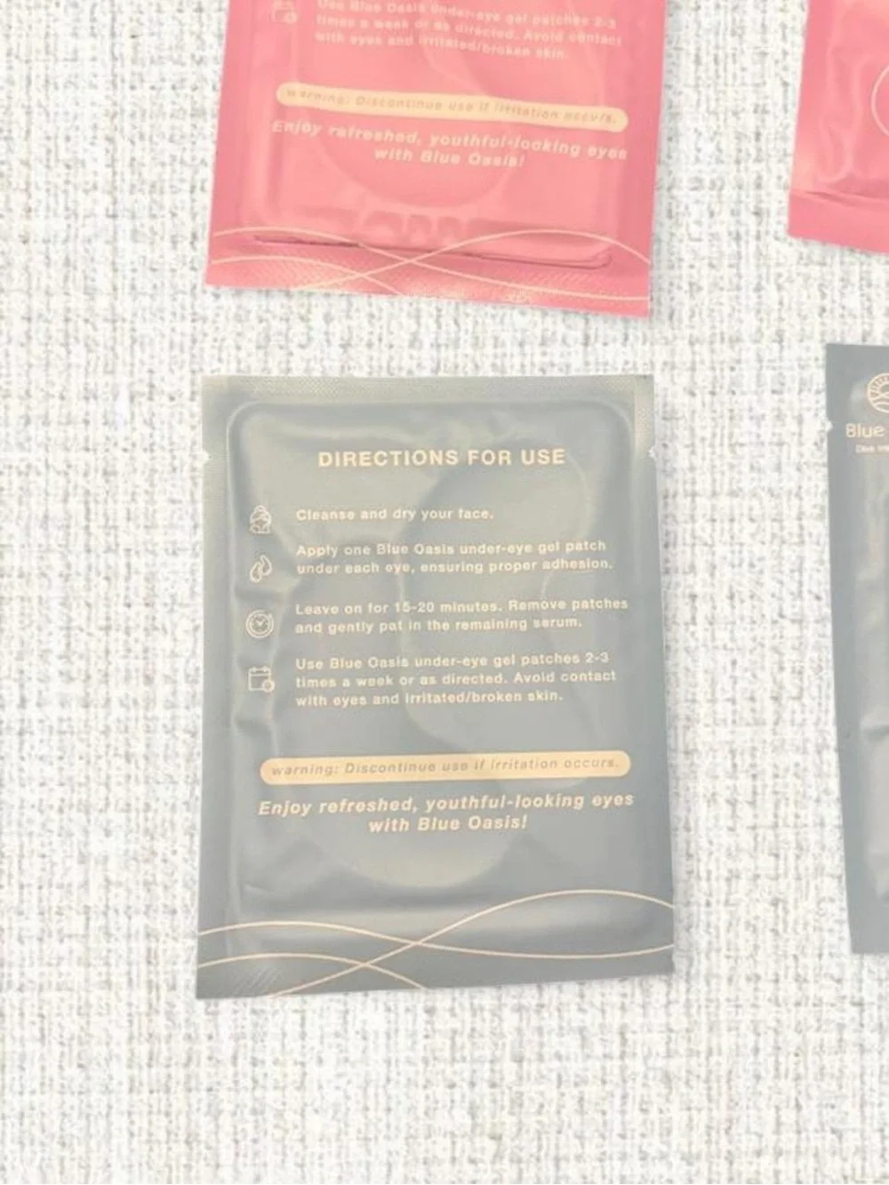 Blue Oasis Under Eye Gel Patches 6 Pair Variety Pack Gold Pink Blue